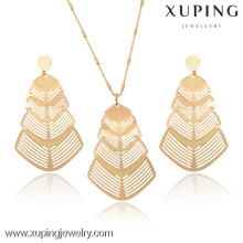 63234-Xuping 18k Plated Statement Womens Wedding Jewelry Set With Pendants Necklace and Earrings